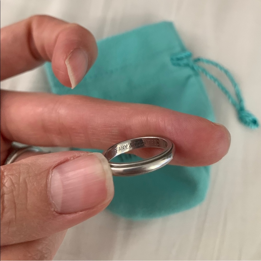 Tiffany & Co. Wedding Band - 950 Platinum Milgrain Designer Ring Size 4 3/4 - 5